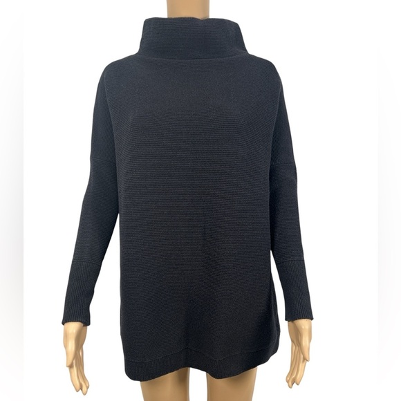 Free People Sweaters - Free People Ottoman slouchy Ribbed Mock Neck Black Women's Tunic Sweater size XS